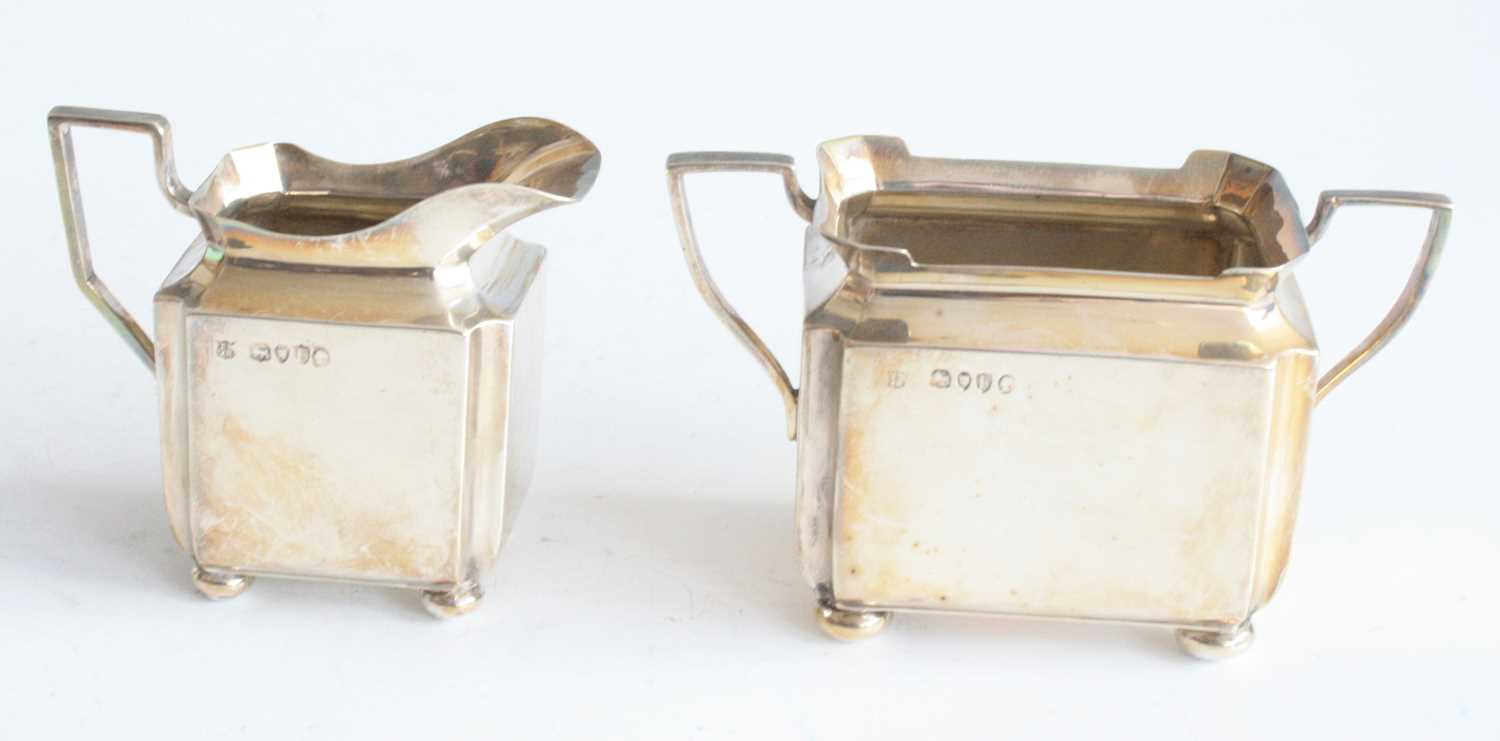 A Victorian silver three-piece bachelor's tea set, comprising teapot, sugar and cream, each piece of - Image 7 of 10