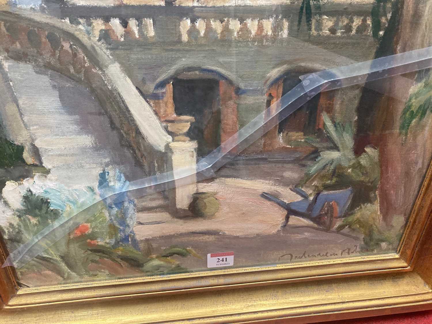 Mid-20th Century European School - Plaza in Provence, oil on canvas laid onto board, indistinctly - Image 5 of 11