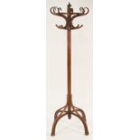 A circa 1900 Austrian bentwood hatstand in the manner of Thonet, having eight S-shaped upper