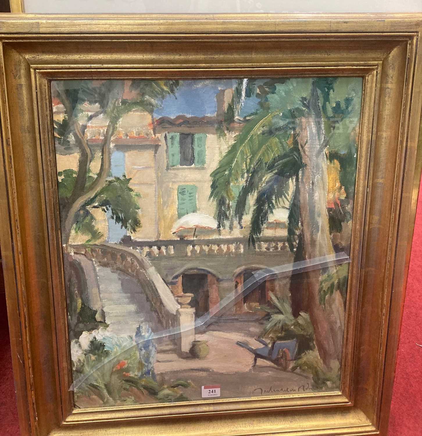 Mid-20th Century European School - Plaza in Provence, oil on canvas laid onto board, indistinctly - Image 4 of 11