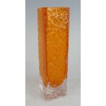 Geoffrey Baxter (1922-1995) for Whitefriars - a nail-head textured glass vase, tangerine
