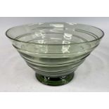 Barnaby Powell (1891-1939) for Whitefriars - a green glass footed table bowl, of conical form,