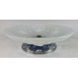 A 1930s French moulded opalescent glass circular platter by Ezan, decorated with stylised perched