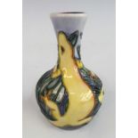 A contemporary Moorcroft miniature Rarotonga Lizard pattern pottery vase, underglaze painted and