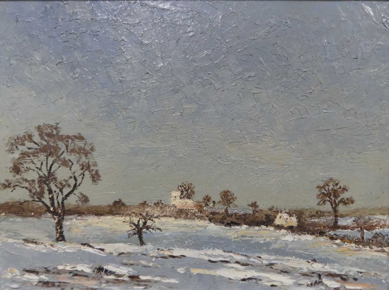 § Cosmo Nevill (1907-2002) - Groton, palette knife oil on board, with hand-inscribed label verso, 30