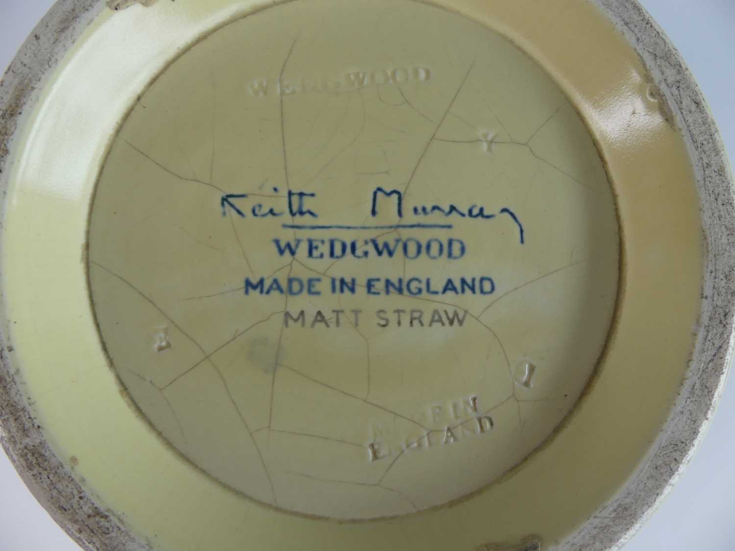 Keith Murray (1892-1981) for Wedgwood - a large matt straw glaze pottery table bowl, with six - Image 3 of 3