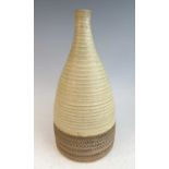 Mark Parish for KP Pottery - a studio pottery lamp base, of ribbed bell form, with lower incised