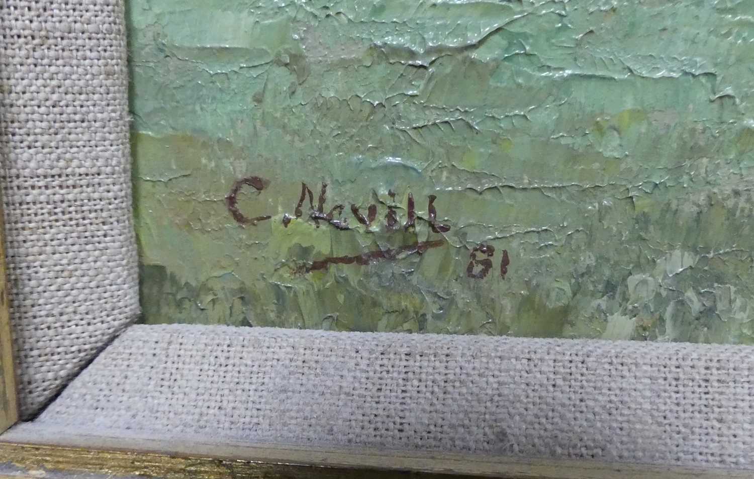 § Cosmo Nevill (1907-2002) - Groton, palette knife oil on board, with hand-inscribed label verso, 30 - Image 4 of 5