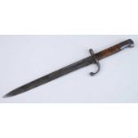 A Brazilian 1908 pattern Mauser bayonet, having a 29cm single edged fullered blade, the hooked