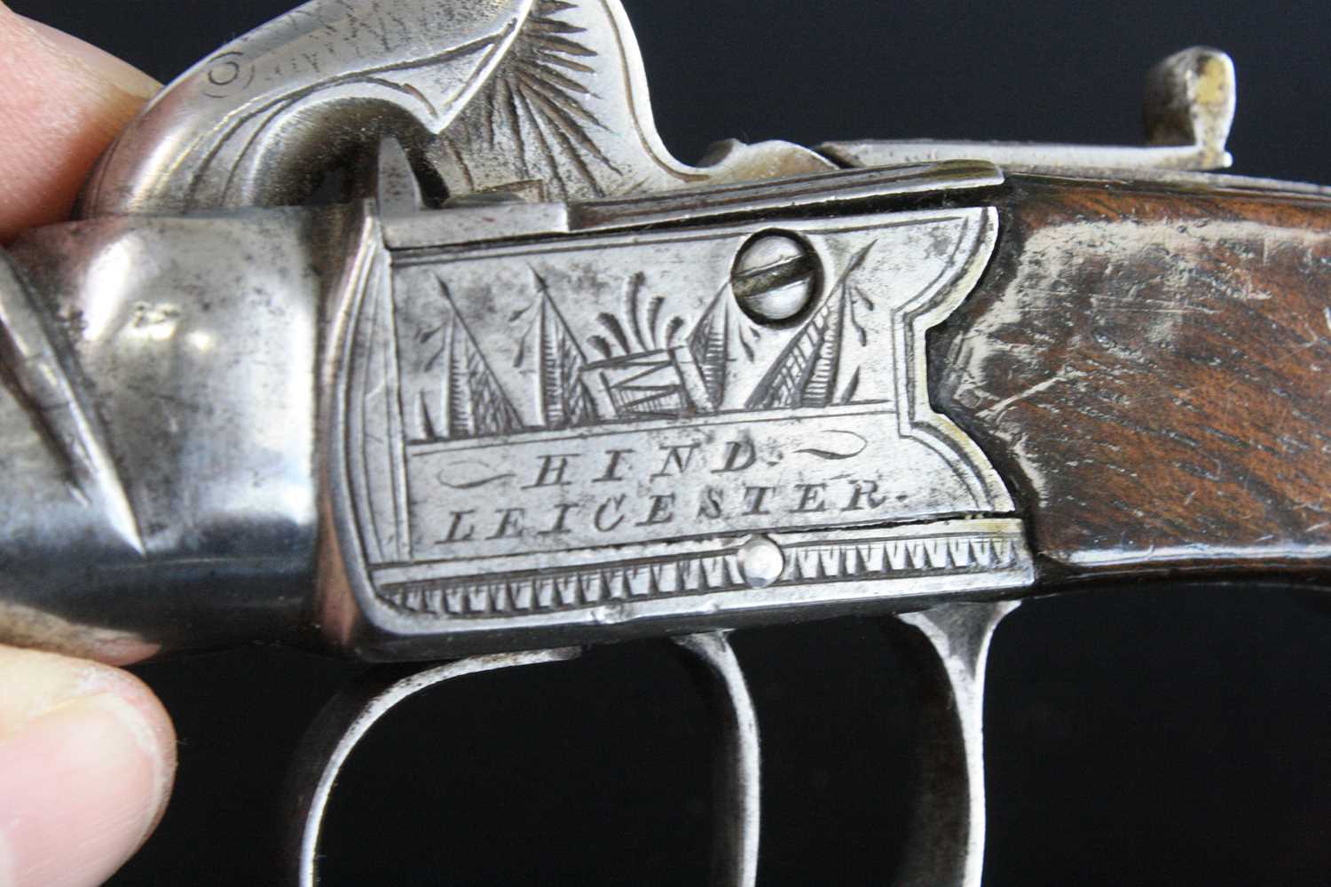 A pair of 19th century percussion box-lock pocket pistols, having 4cm turn-off steel barrels and - Image 5 of 7