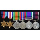 A group of six medals to include 1939-1945 Star, France and Germany Star, Defence, War, General