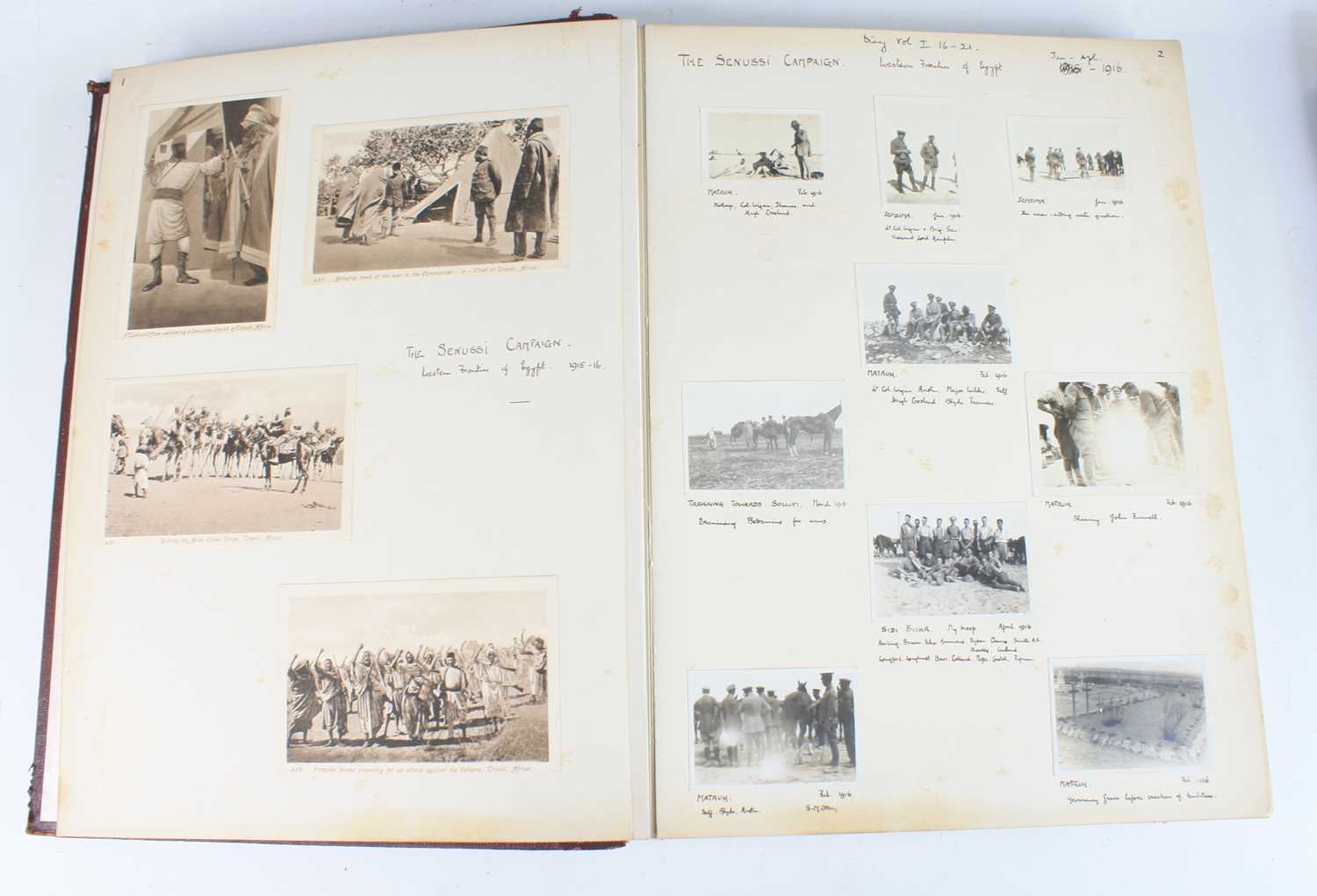 A WW I photograph/postcard album, the contents neatly mounted and annotated below, the opening - Image 2 of 8