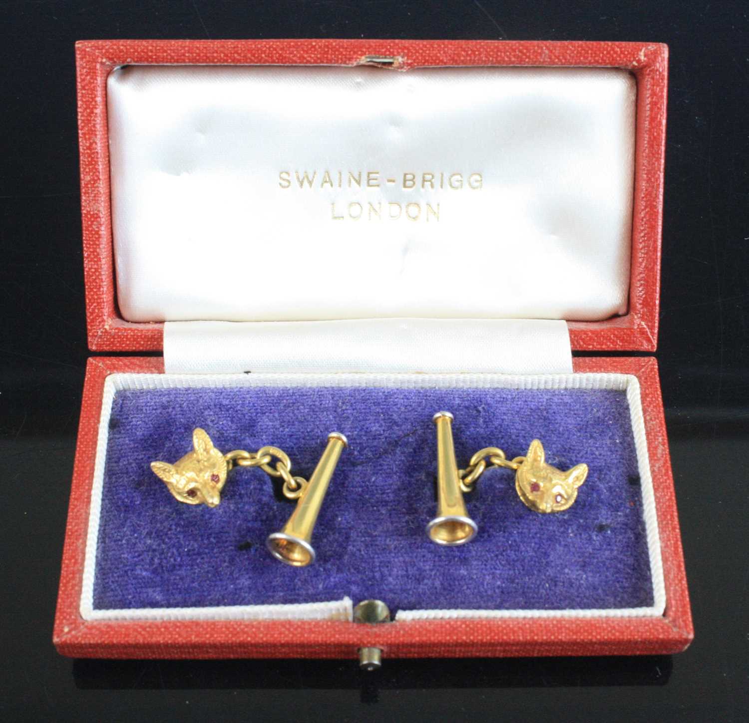 A pair of gentleman's 9ct gold cuff-links, each in the form of a fox mask with naturalistic fur