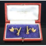 A pair of gentleman's 9ct gold cuff-links, each in the form of a fox mask with naturalistic fur