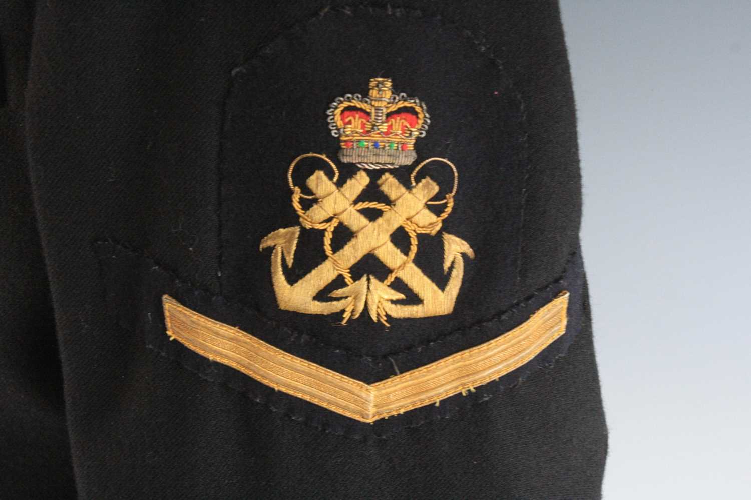 A British Royal Naval No.1 dress jacket for a Petty Officer with Good Conduct stripe and Weapons - Image 3 of 6