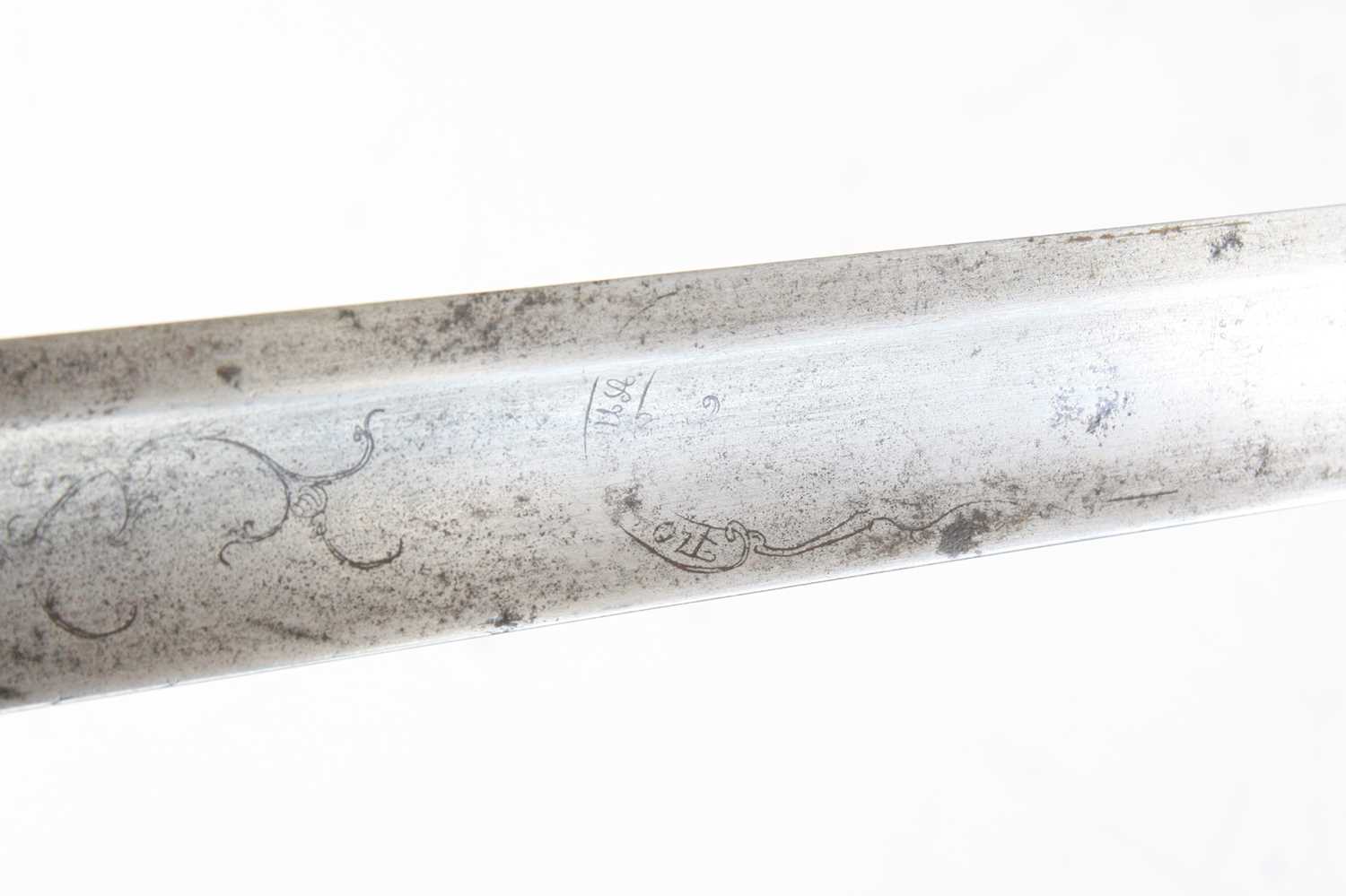 A 1796? pattern Infantry Officers sword, the 82cm single edged blade with large fuller etched with a - Image 6 of 9