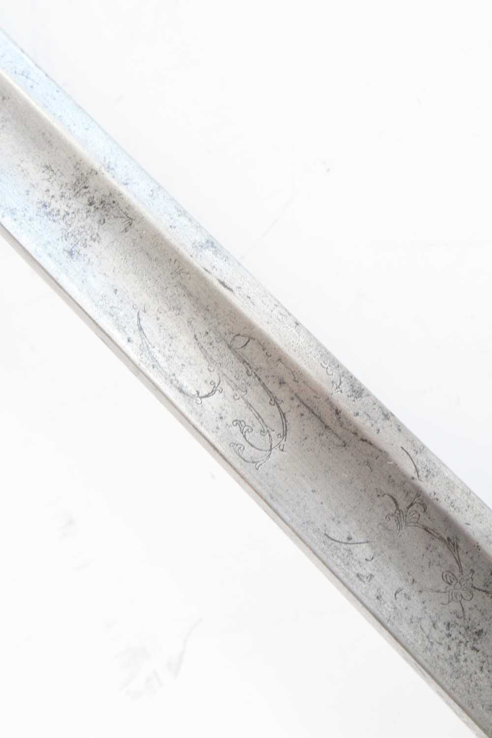 A 1796? pattern Infantry Officers sword, the 82cm single edged blade with large fuller etched with a - Image 4 of 9