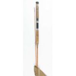 An Allcocks "The LIght Caster" 7' two piece split cane fly rod, together with a Milwards bamboo