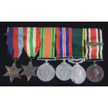A group of six medals to include 1939-1945 Star, Italy Star, Defence, War, Territorial Efficent