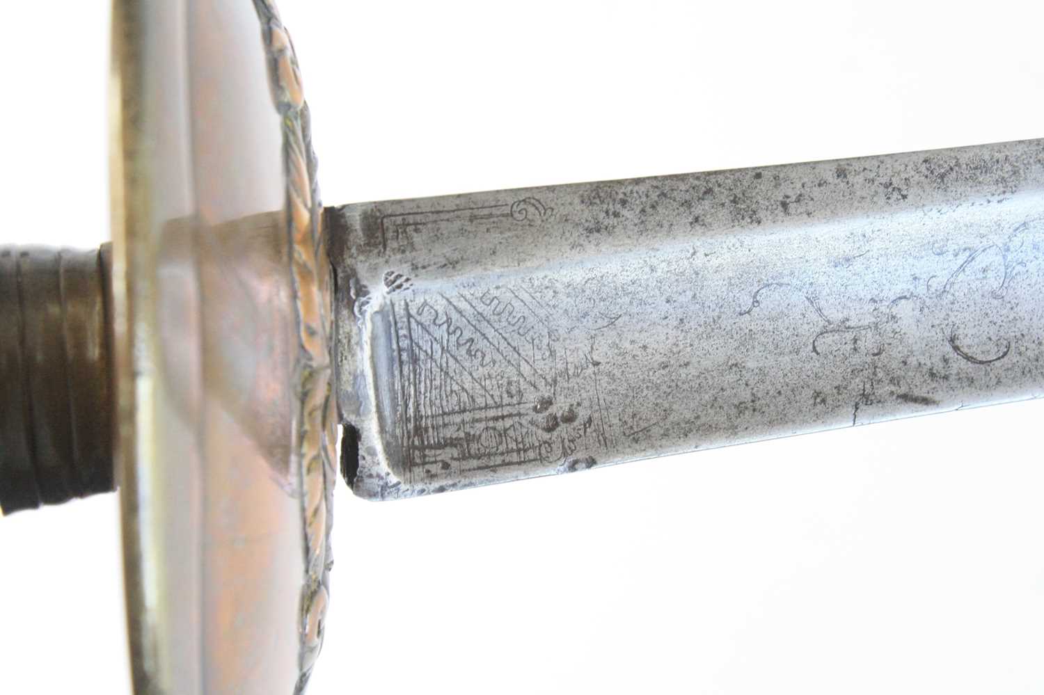 A 1796? pattern Infantry Officers sword, the 82cm single edged blade with large fuller etched with a - Image 7 of 9