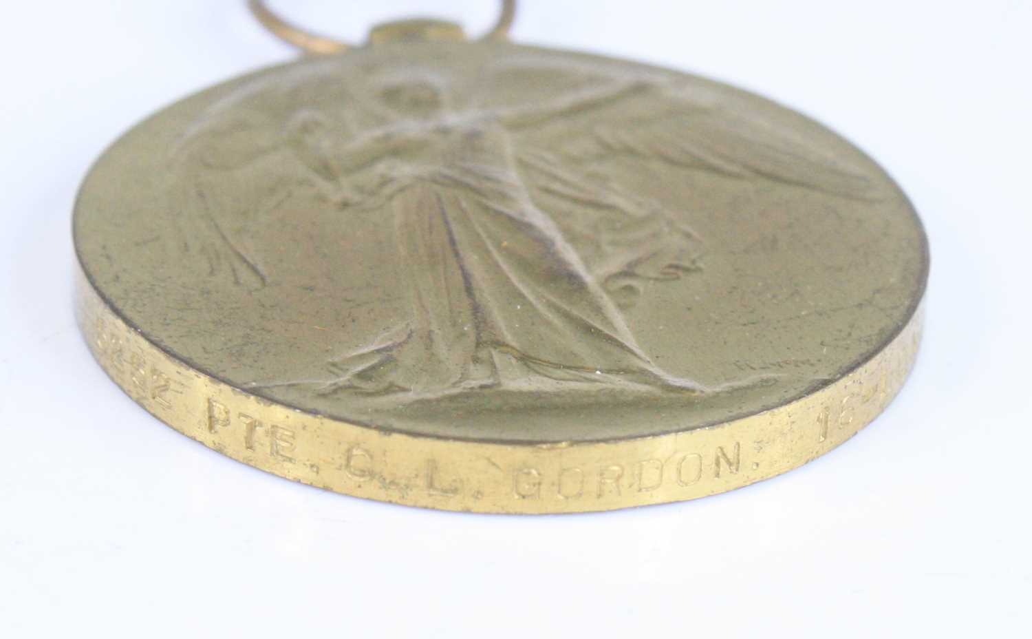 A WW I Victory medal, naming 5252 PTE. C.L. GORDON 16-LOND. R., together with the accompanying - Image 2 of 5