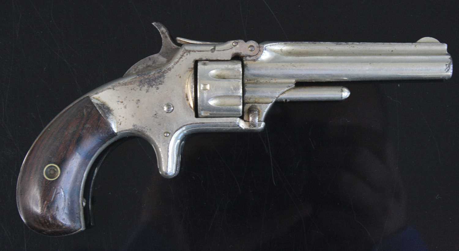 A 19th century Smith & Wesson .32 calibre rimfire five shot revolver, in nickel plated finish, the