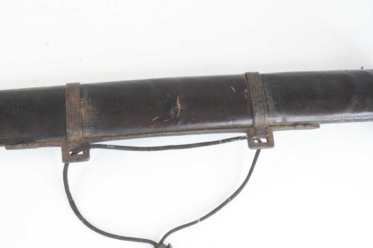 A Chinese Boxer Rebellion period sword, having a 71cm slightly curved single edged blade with two - Image 8 of 9