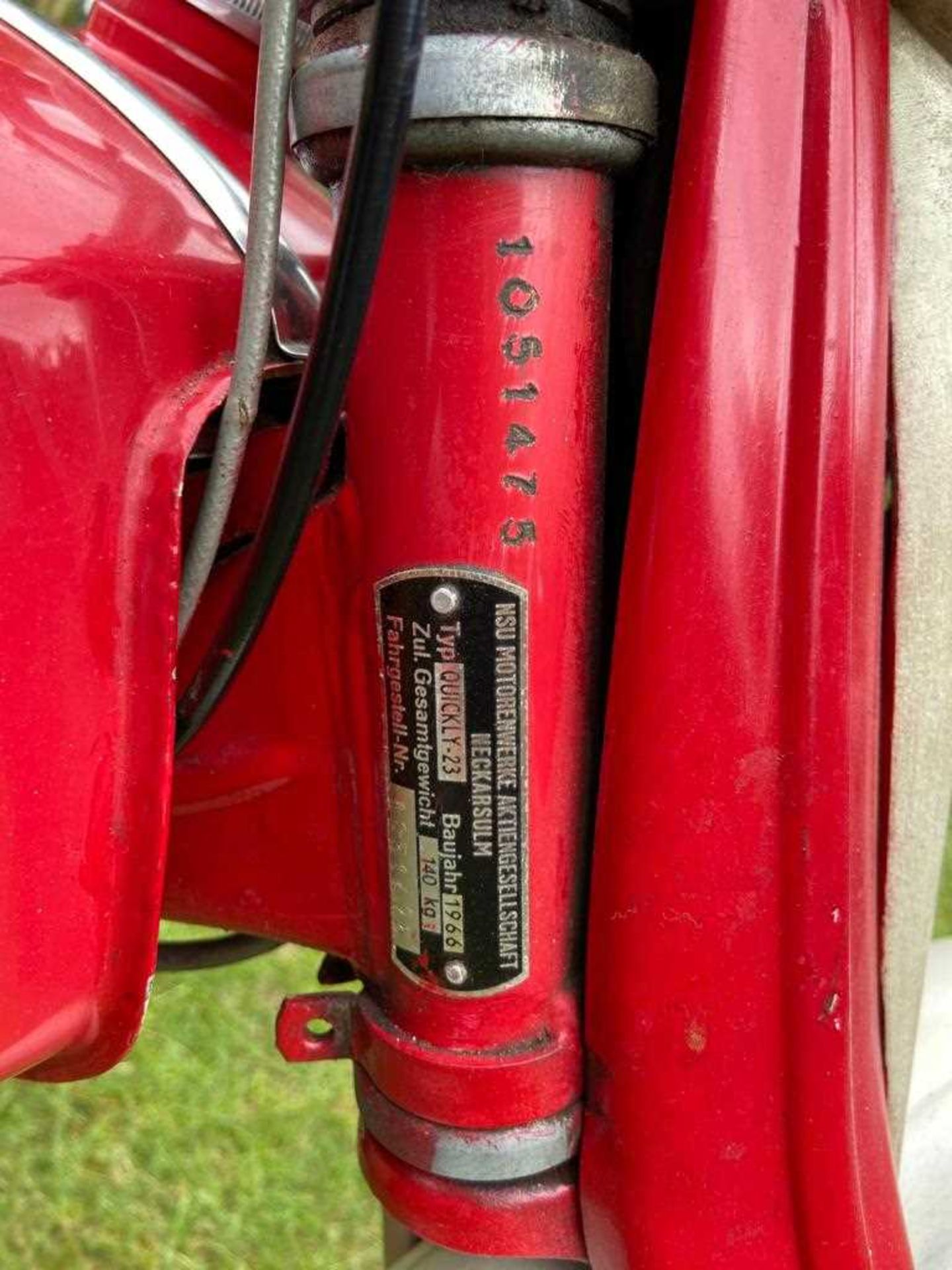 A 1967 NSU Quickly 49cc moped Chassis No. 1051475 Engine No. 1705408 Odometer 09999 In red and - Image 8 of 10