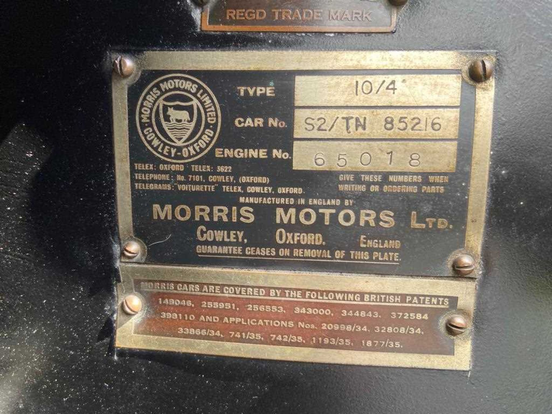 A 1936 Morris 10/4 saloon 1292cc Registration PV339 Odometer 555313 In blue and black Chassis No. - Image 13 of 13