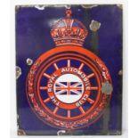 An enamel on metal advertising sign for The Royal Automobile Club by the Falkirk Iron Company Ltd,