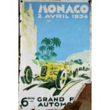 A 1934 Monaco Grand Prix poster, 59 x 39cm