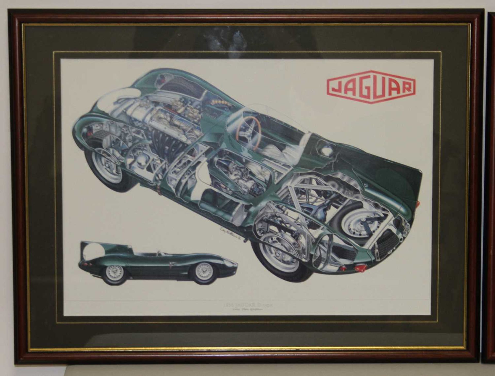 A set of three diagram prints, for 1955 Mercedes Benz W193, 1955 Jaguar D-type, and 1952 BRM MkI - Image 2 of 9