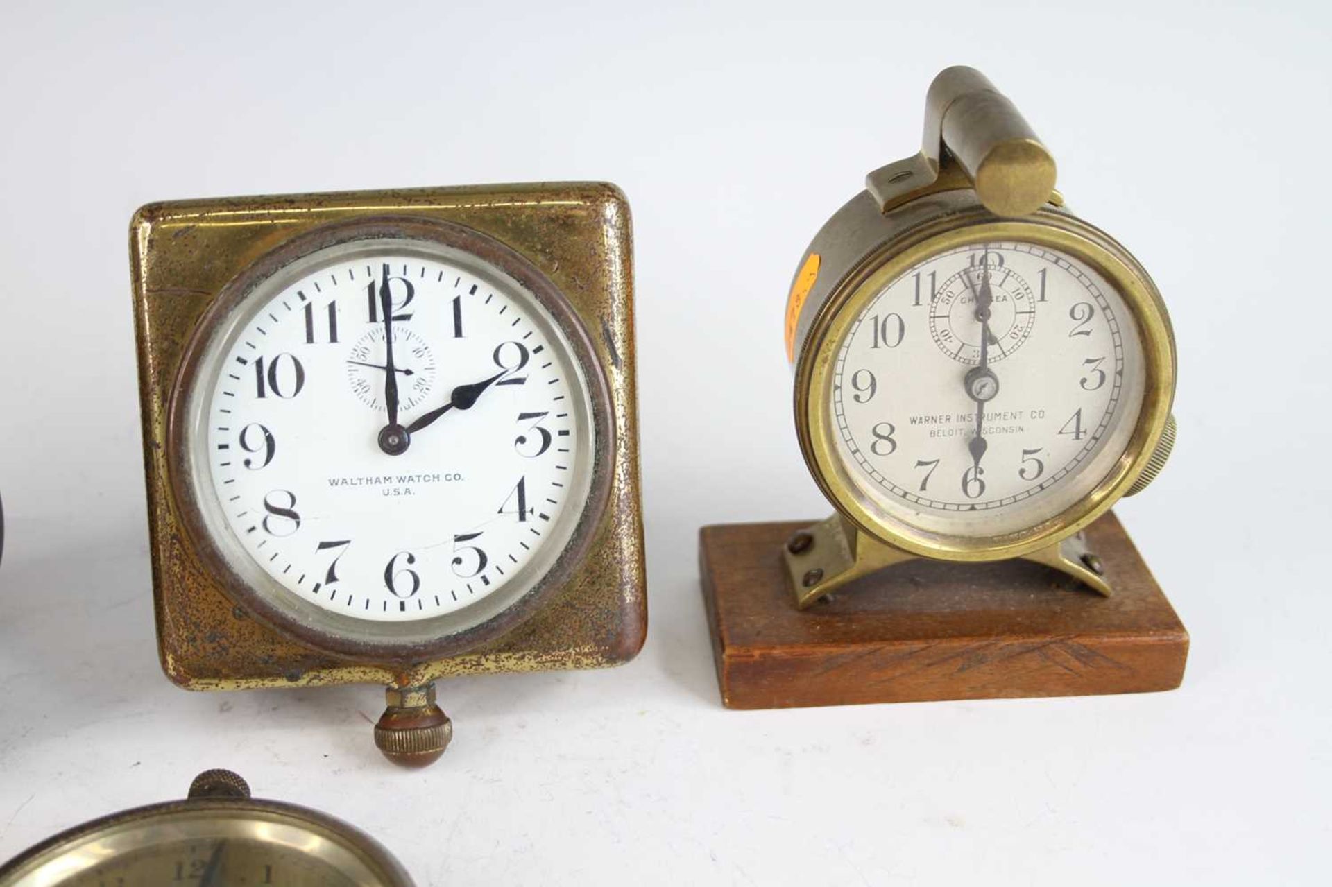 Five various mid-20th century car clocks, to include brass and timber mounted example by Warner - Image 4 of 5