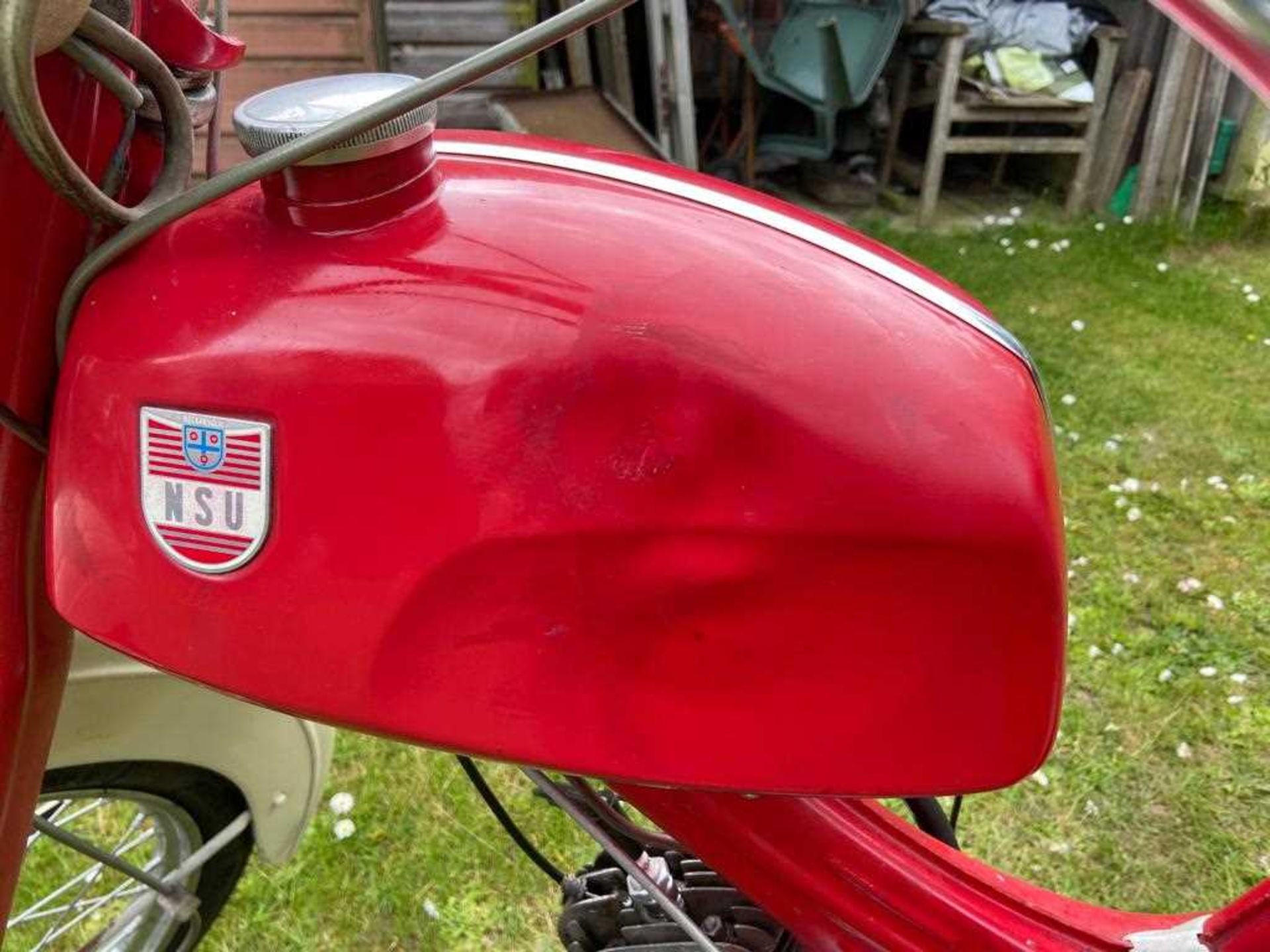 A 1967 NSU Quickly 49cc moped Chassis No. 1051475 Engine No. 1705408 Odometer 09999 In red and - Image 5 of 10