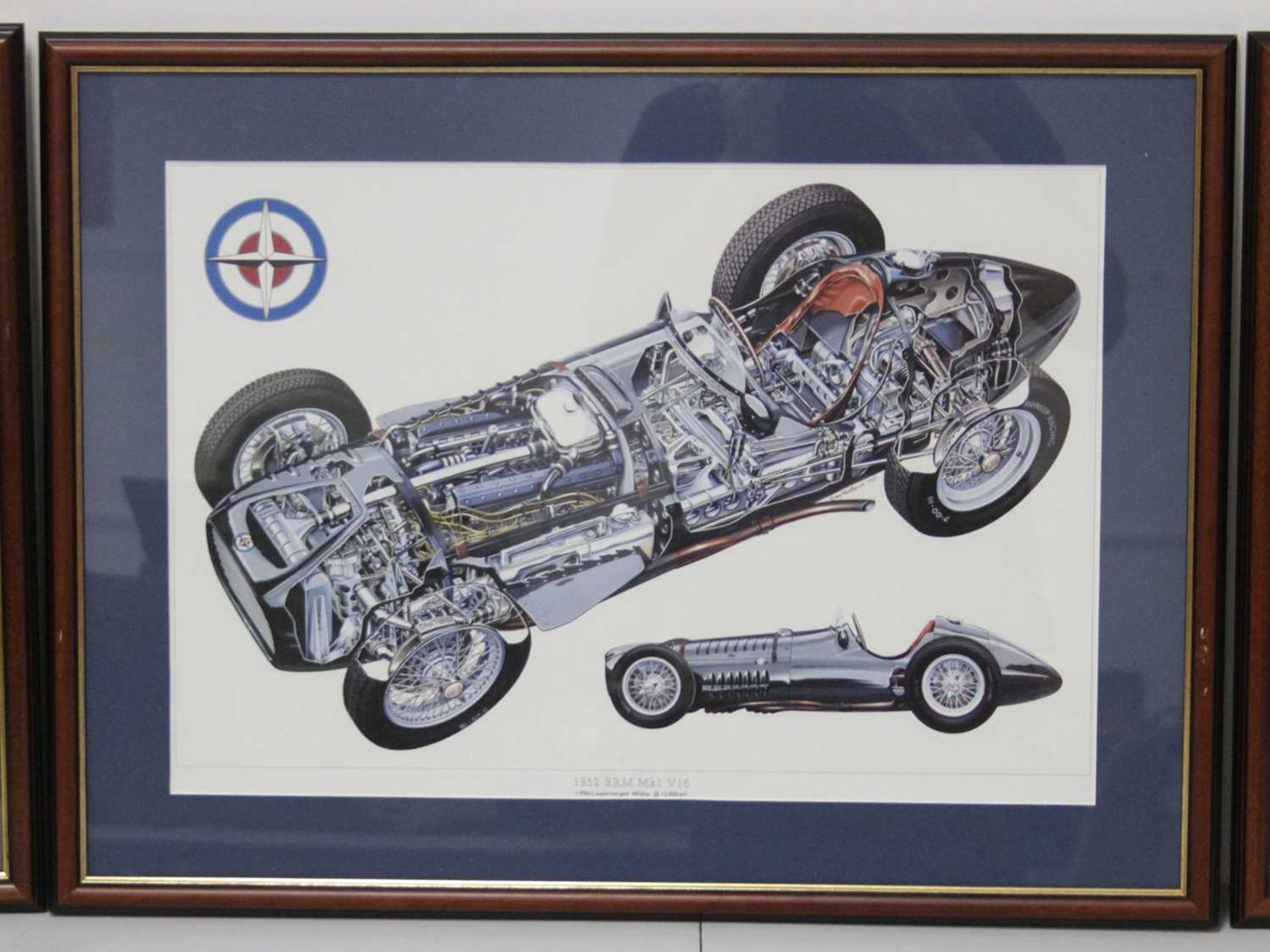 A set of three diagram prints, for 1955 Mercedes Benz W193, 1955 Jaguar D-type, and 1952 BRM MkI - Image 3 of 9