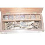 A box of assorted tools, gauges etc