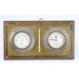 A car twin-dial clock barometer by E.N.V. Motors Ltd Engineers London, with mounted mercury scale (