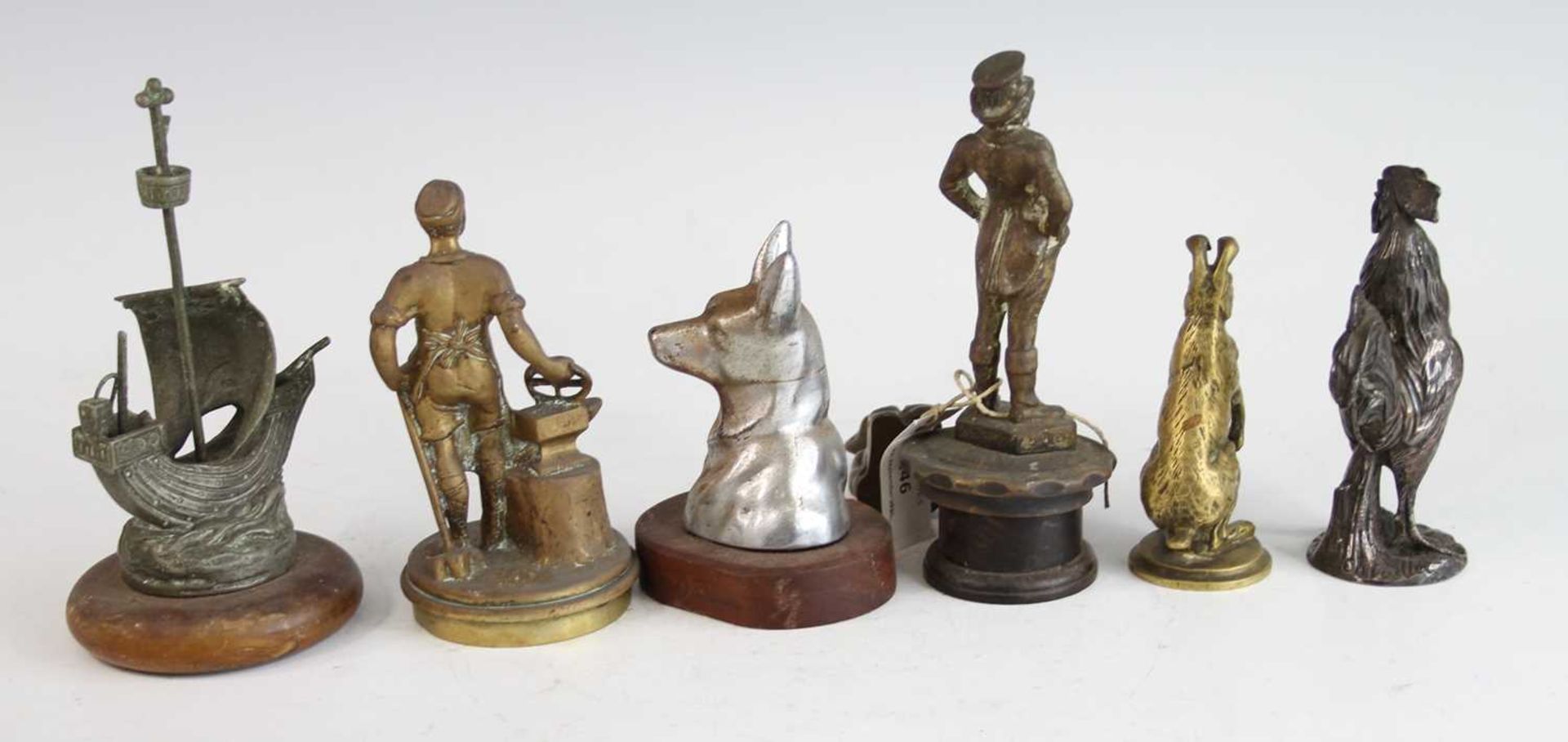 A collection of seven various vintage cast brass and chromed metal car mascots, to include a - Image 4 of 4