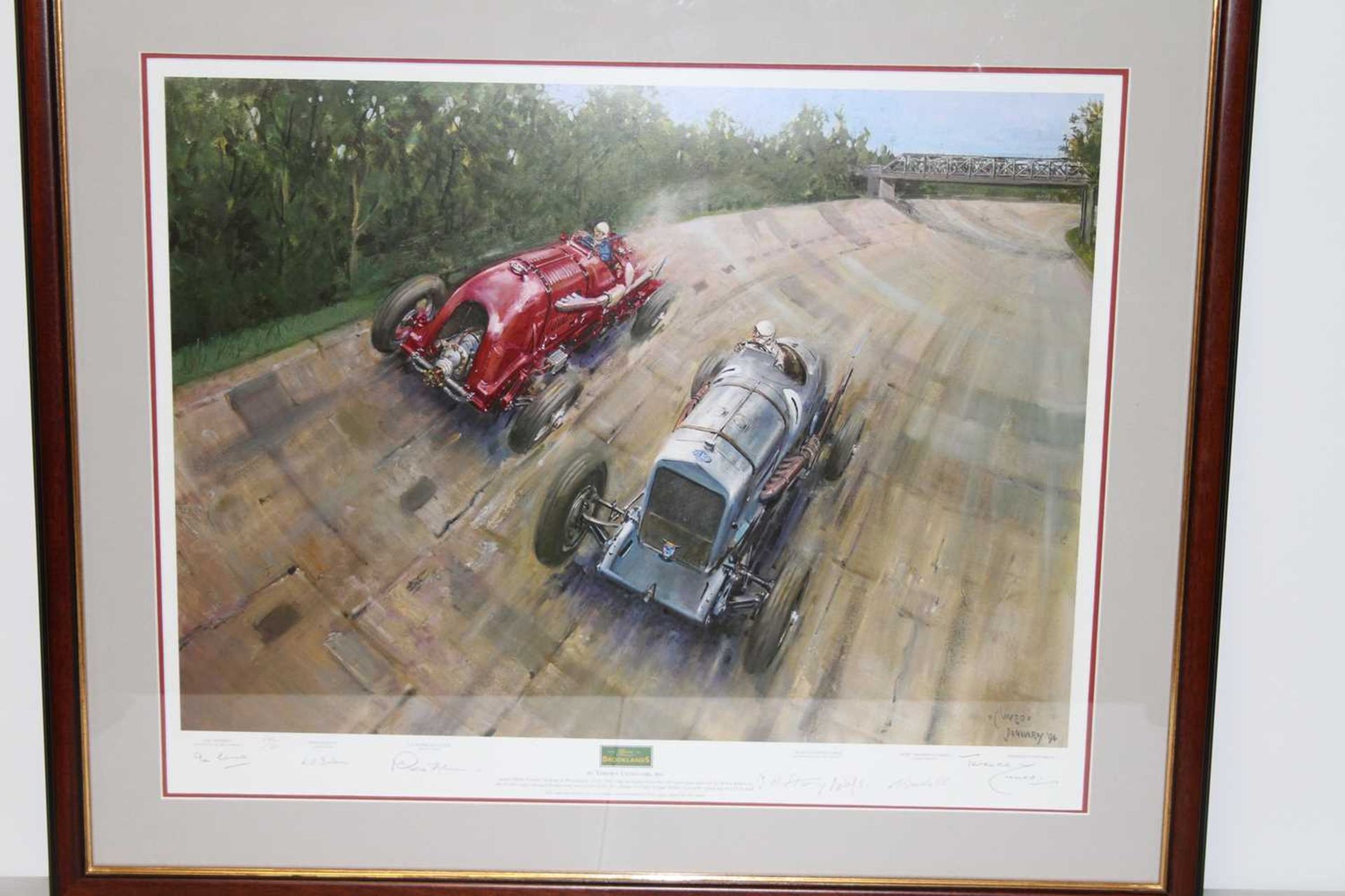Terence Cuneo - Brooklands, limited edition lithograph, No.580/850, signed by the artist and the - Image 2 of 5