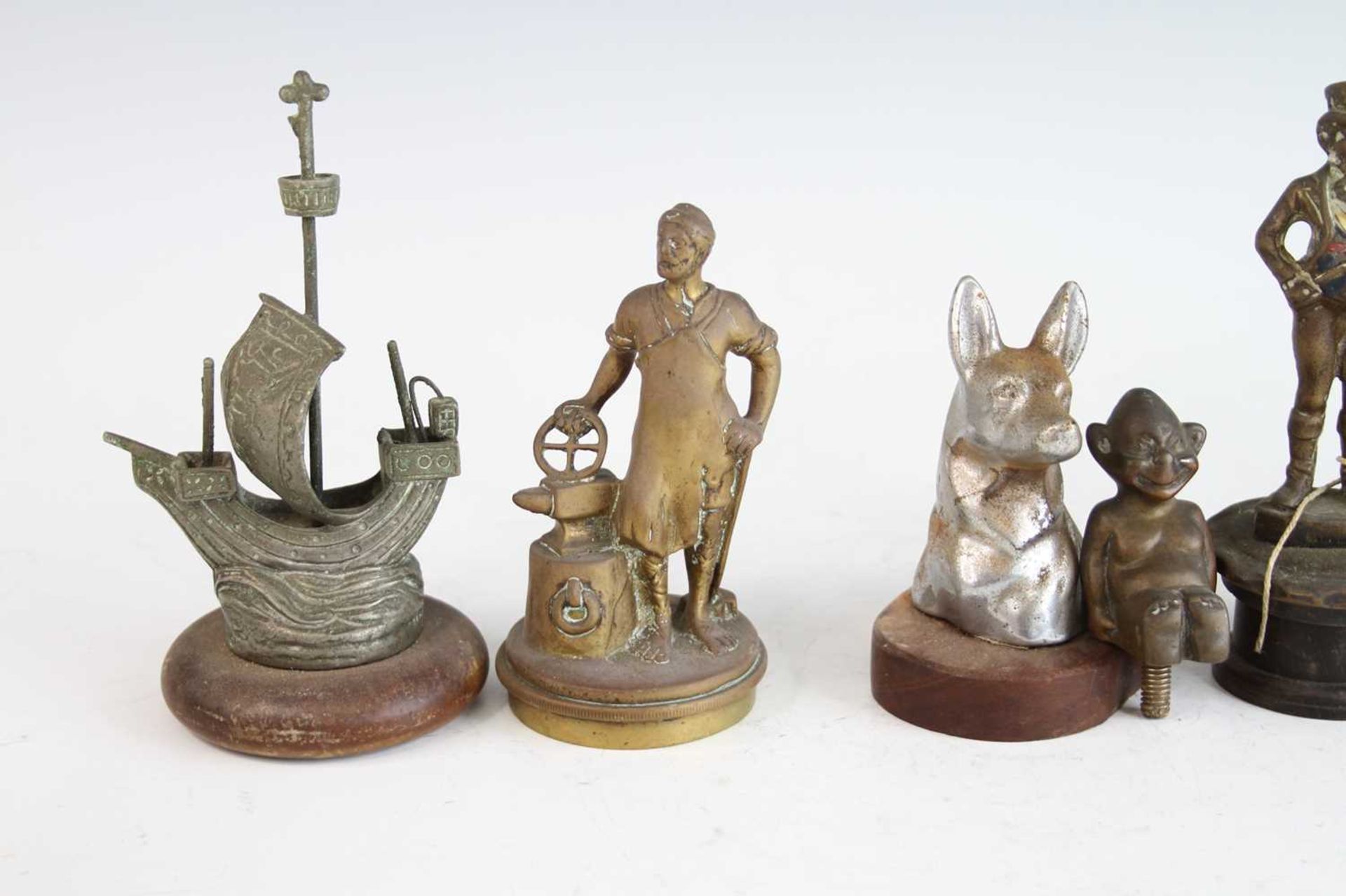 A collection of seven various vintage cast brass and chromed metal car mascots, to include a - Image 3 of 4