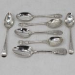 A Victorian silver tablespoon in the Old English bead pattern having a floral engraved stem and