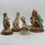 A Capo di Monte Naples figure group of a courting couple, height 30cm, together with three others
