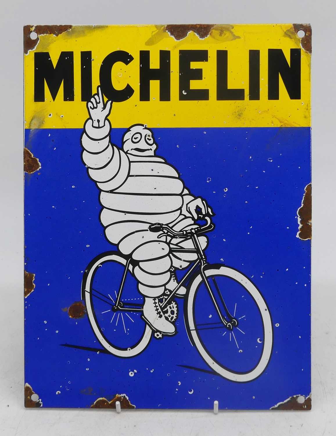 An enamel advertising sign for 'Michelin' 22x5cm