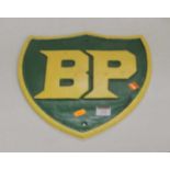 A reproduction cast iron advertising wall plaque for BP 33x32cm