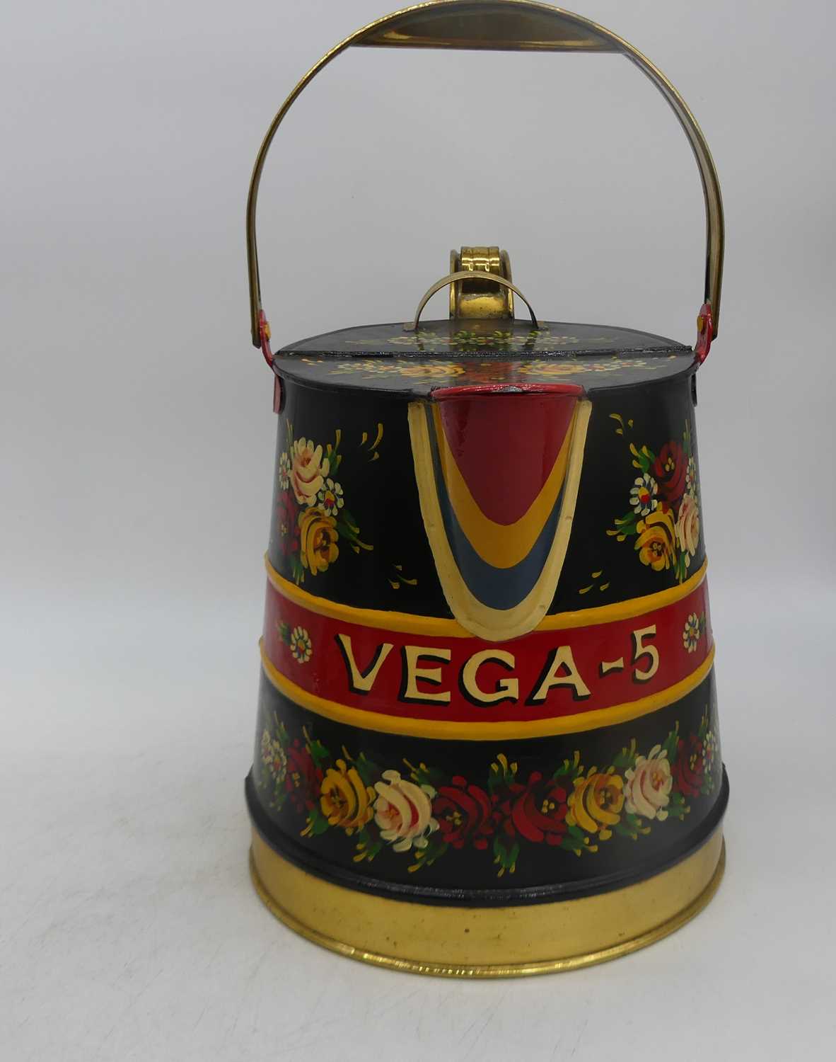 A large vintage bargeware jug, inscribed VEGA-5, height 32cm, together with another similar - Image 2 of 2