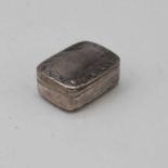 A George III silver vinaigrette of rectangular form, the border engraved with leaves, having a