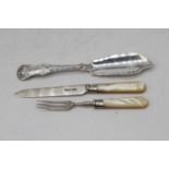 A George III silver Newcastle butter knife in the Queens pattern, 1819, 1.7 oz troy, together with a