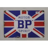 An enamel sign inscribed 'BP Motor Spirit', 20 x 30cm