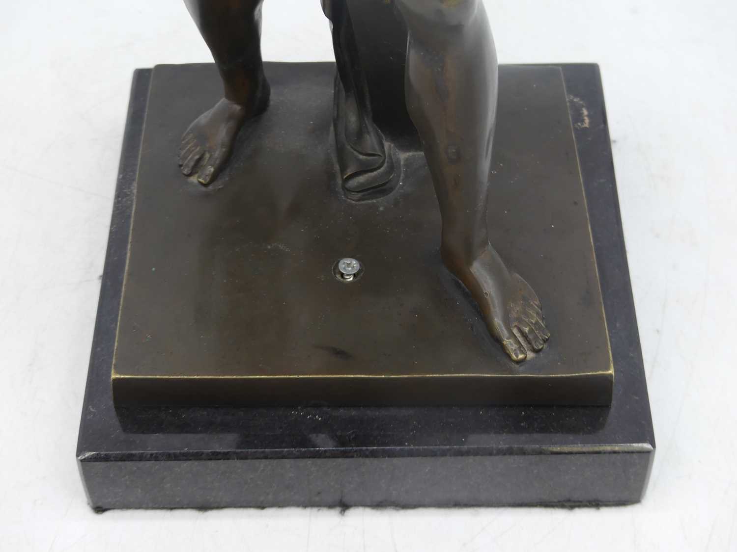 After Foyatier, a bronze figure of Sparticus, shown in standing pose, mounted upon a polished - Image 3 of 4