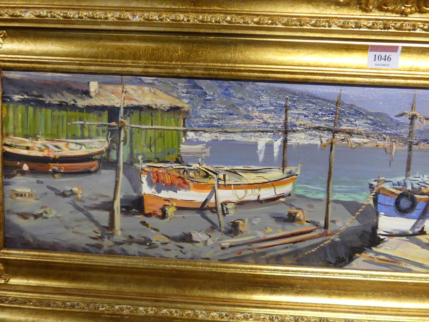 Andrea Savino - Italian coastal scene, oil on canvas, signed lower right, 20 x 80cm - Image 2 of 6